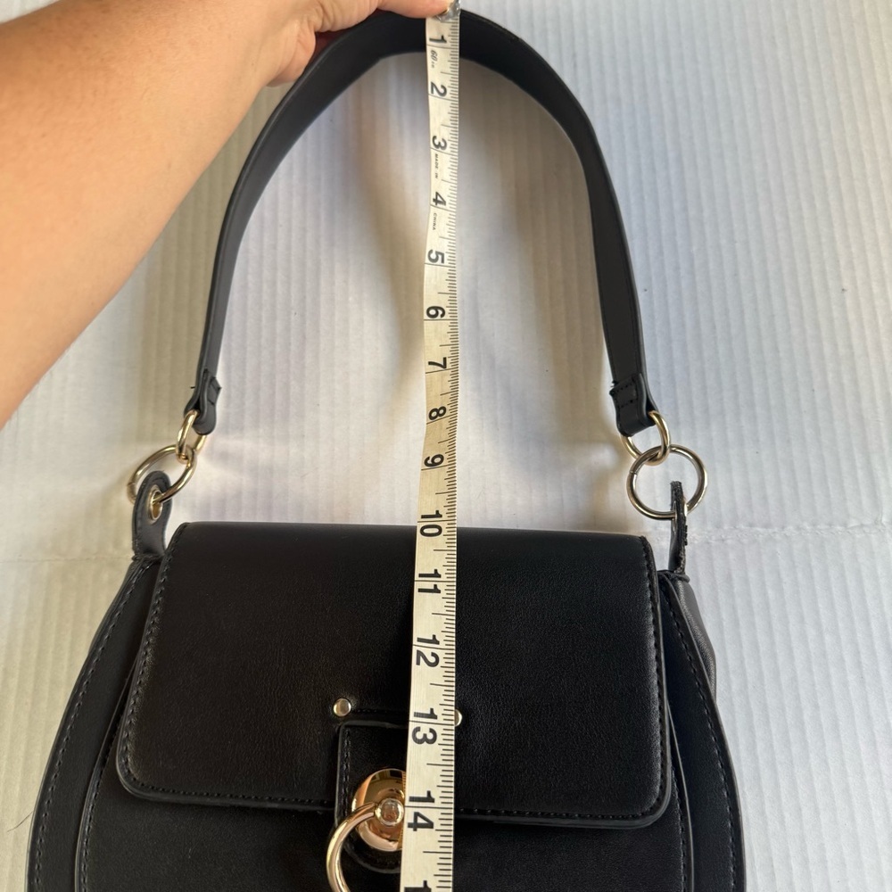 Badgley Mischka Black Shoulder Bag with Gold Ring Accent - Picture 16 of 16